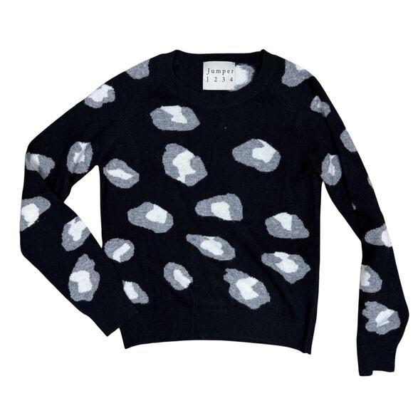 Jumper 1234 100% cashmere black and white leopard print sweater XS - Picture 4 of 7
